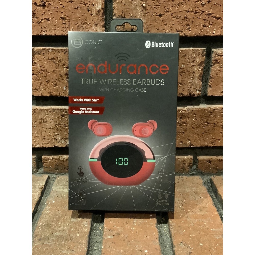 Bionic Endurance Bluetooth‎ True Wireless Earbuds Red With Charging Base
